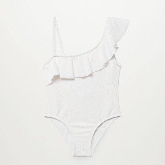 MANGO Asymmetric ruffle swimsuit 7-8 - Picture 2 of 4